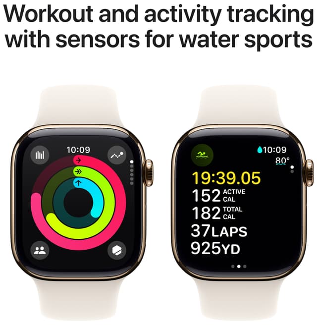 Apple Watch S10 46mm GPS+Cel (Gold Titanium/Starlight sportsrem) S/M