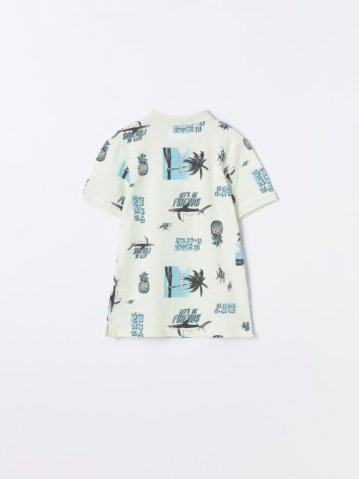 Camisa polo estampada - Amarelo Limão
