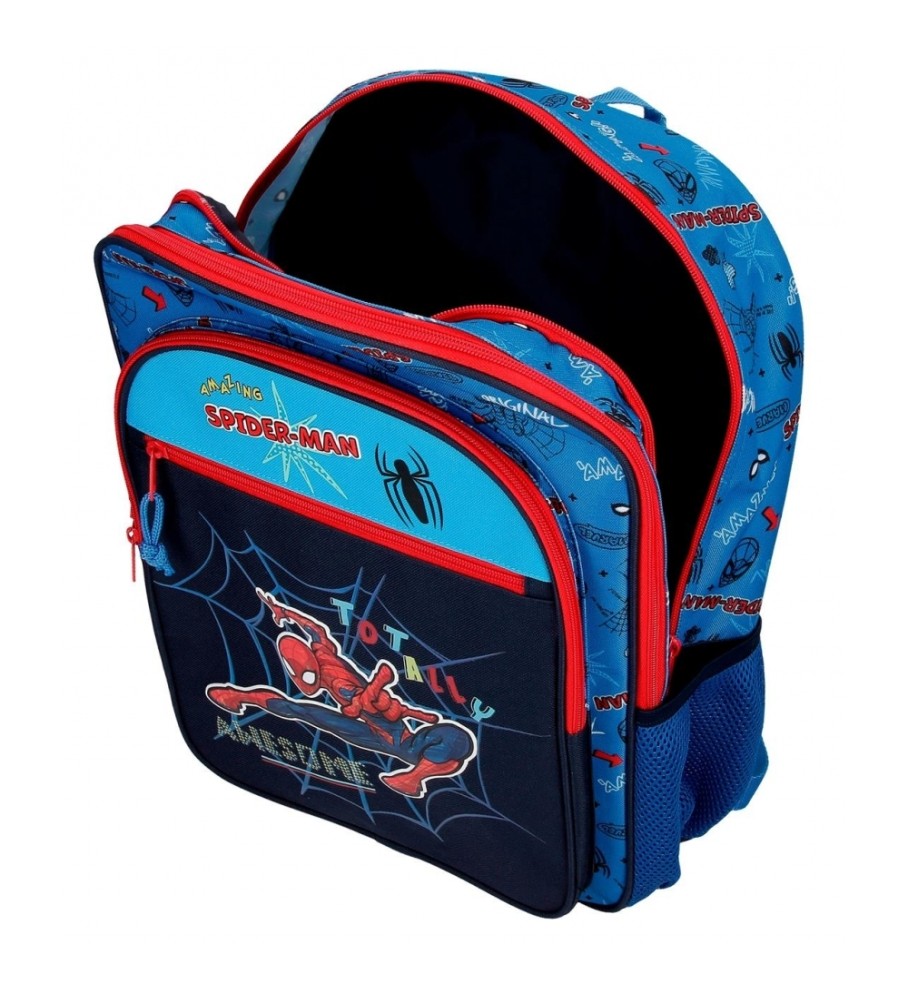 Joumma Bags Mochila Escolar Spiderman Totally awesome 42cm Dos Compartimentos adaptable a carro azul