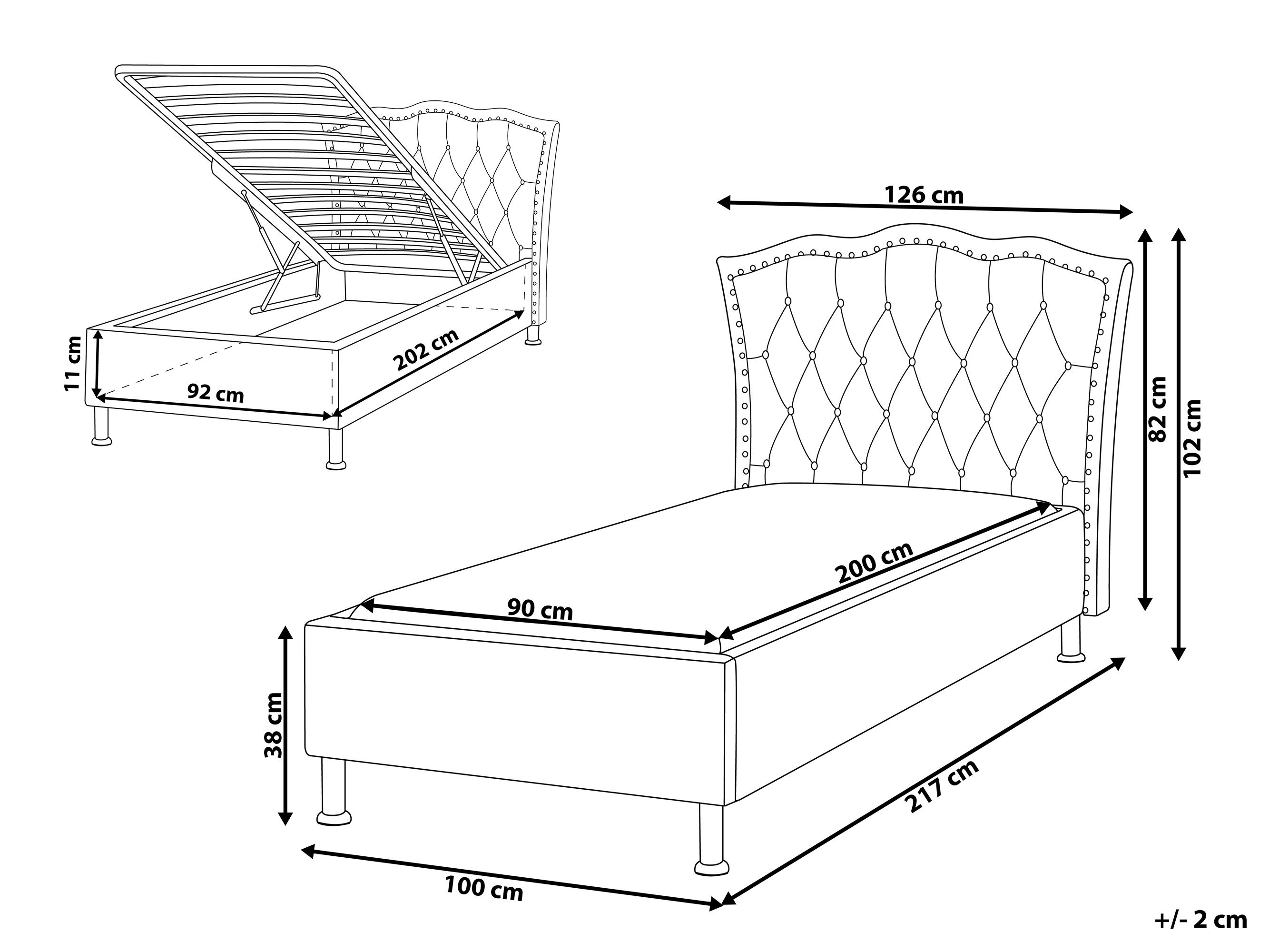 Bed met opbergruimte Kunstleer METZ 90 x 200 cm Wit
