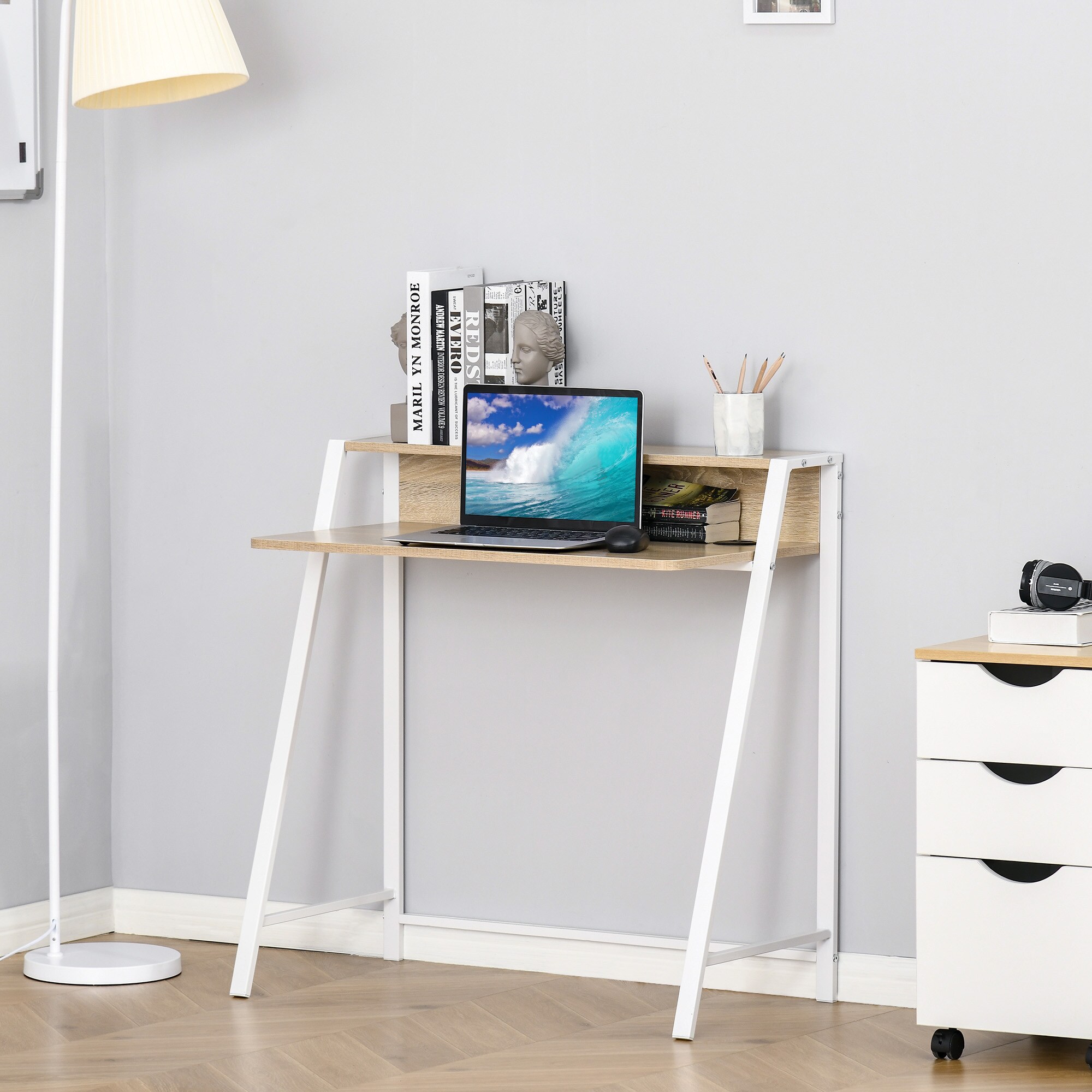 HOMCOM Schreibtisch in Walnuss-Optik 84 x 45 x 85 cm (LxBxH)