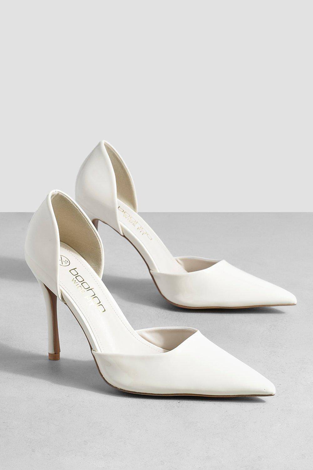 boohoo Wide Fit Patent Cut Out Court Shoe