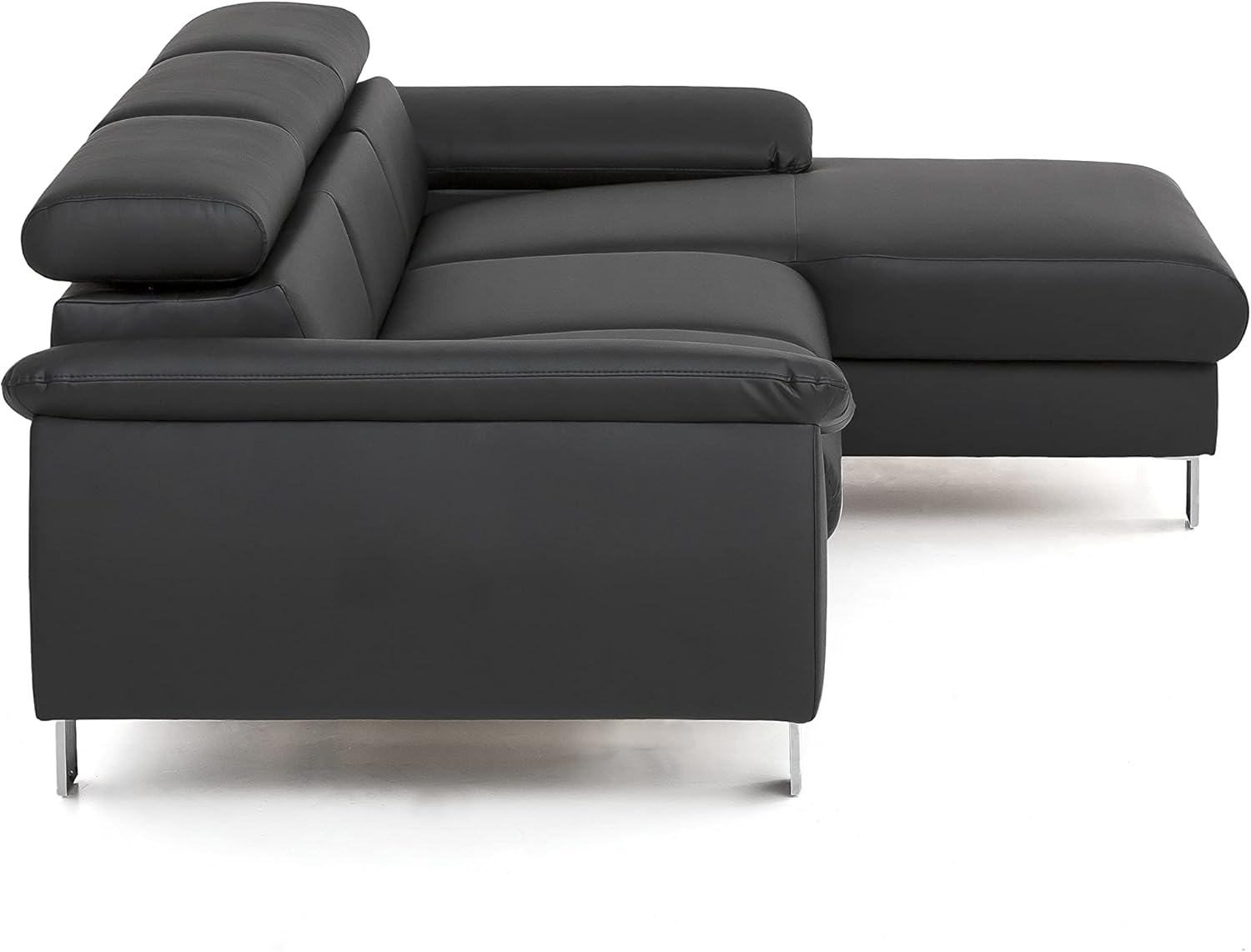 Mivano Ecksofa Micky mit Recamiere / L-Form-Sofa mit Schlaffunktion, Bettkasten und Kopfteilverstellung / 244 x 72 x 166 / Kunstleder, Schwarz
