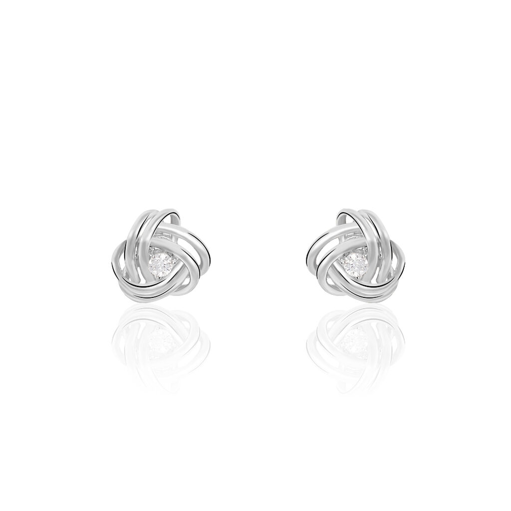 Boucles D'oreilles Puces Bouton D'or Argent Blanc Oxyde De Zirconium