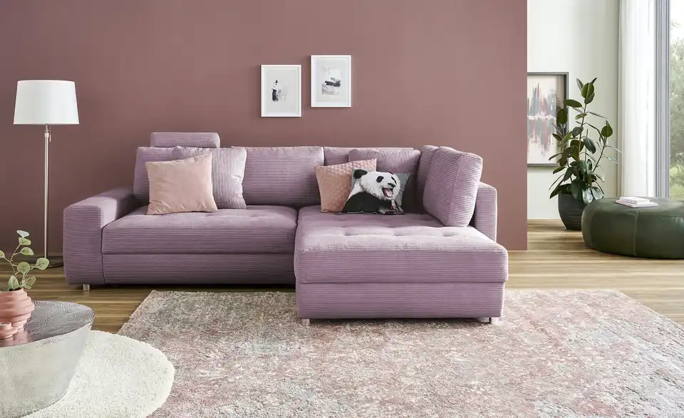 Ecksofa Arissa de Luxe Lila/Violett rechts Cordstoff