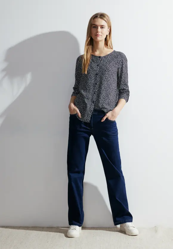 Dobby Viskosebluse - universal blue