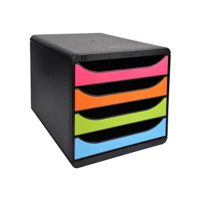 Exacompta BigBox - Module de classement 4 tiroirs - noir/arlequin
