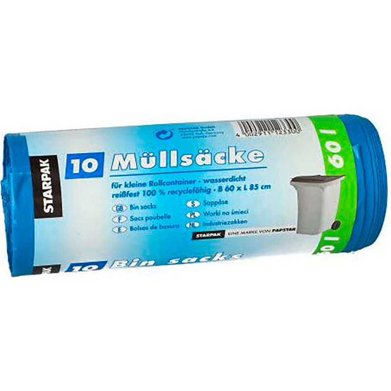 Sac poubelle LDPE, 60 litres, bleu