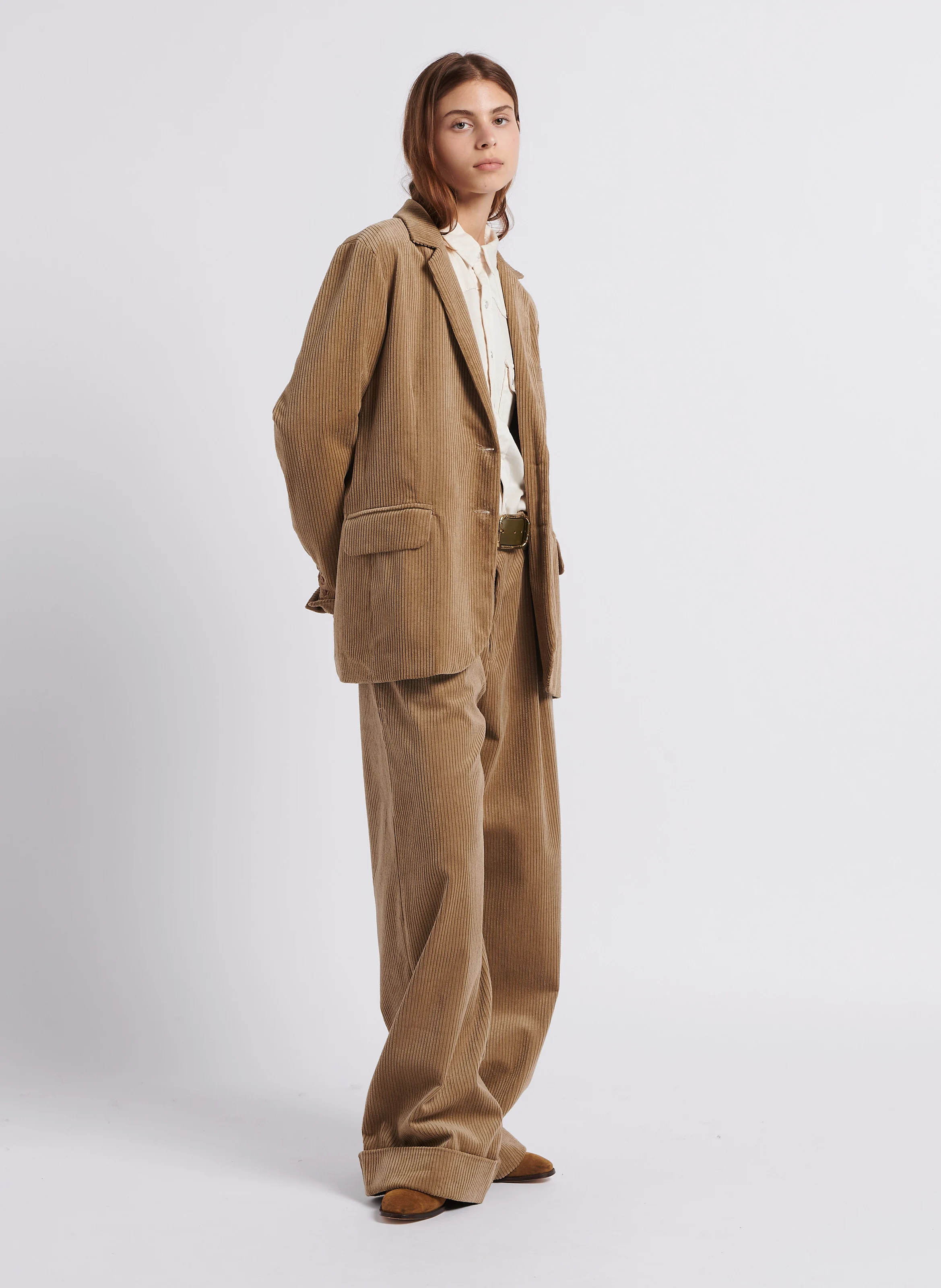 Chemise droite col classique en coton | Blanc