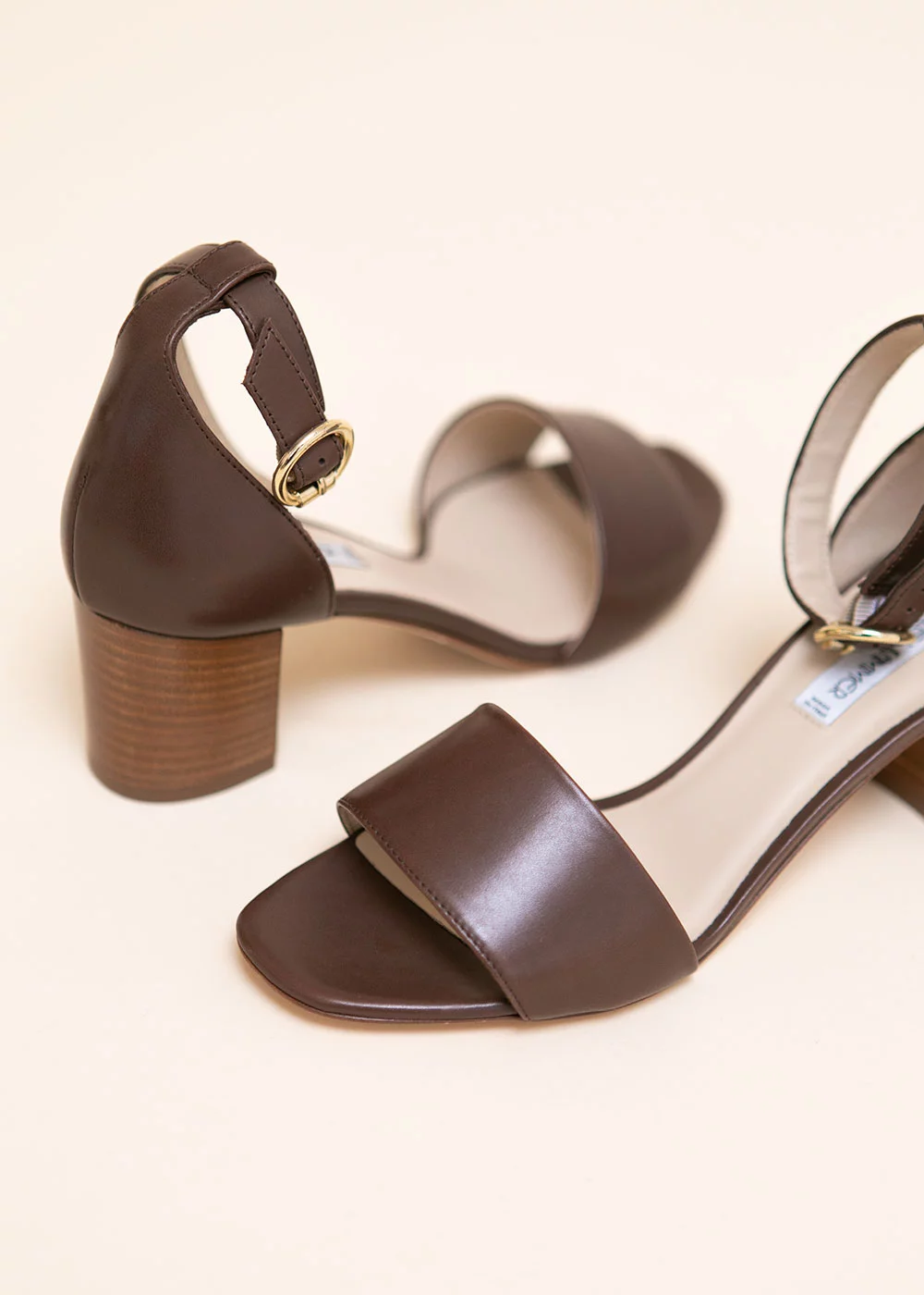 SANDALE PASSY CUIR MARRON
