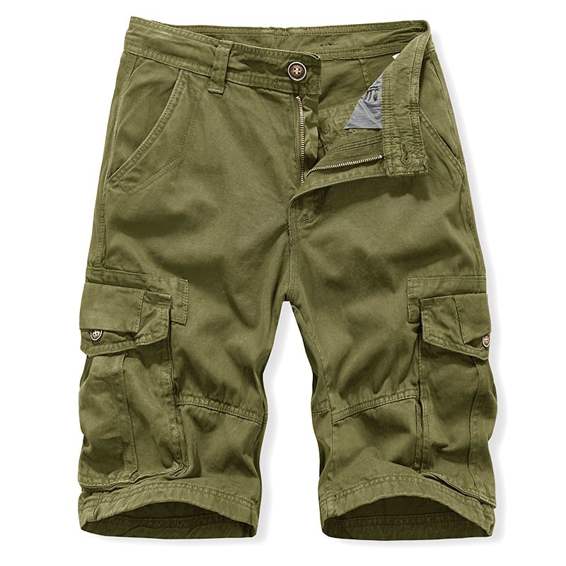Lefitt - Mid Rise Plain Cargo Shorts