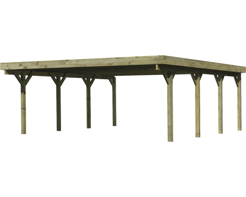 Dubbele carport Karibu Pluwig 2 variant A 598 x 670 cm drukgeïmpregneerd