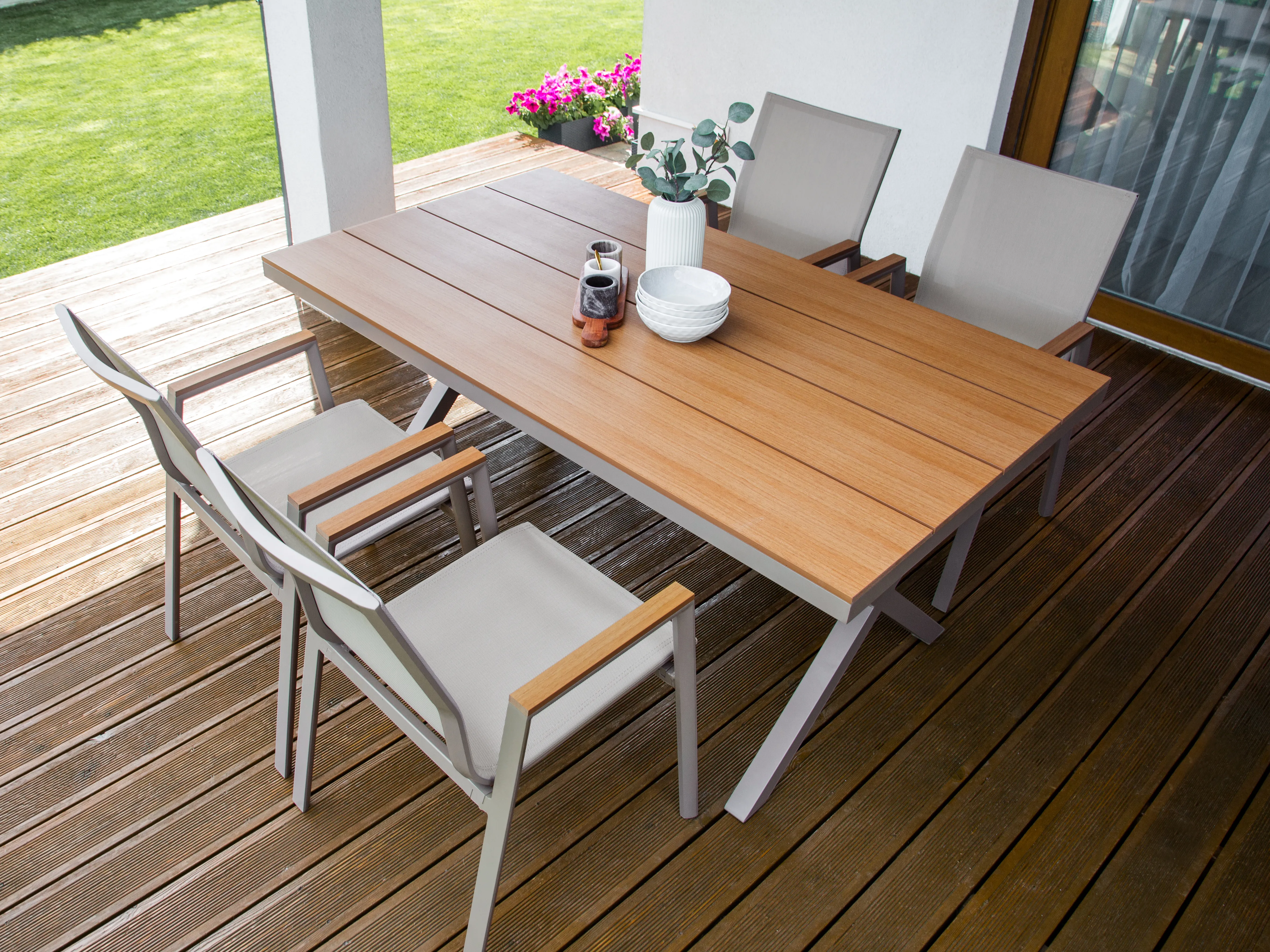Tuin eettafel TIANO 160 cm 90 cm Metaal Taupe