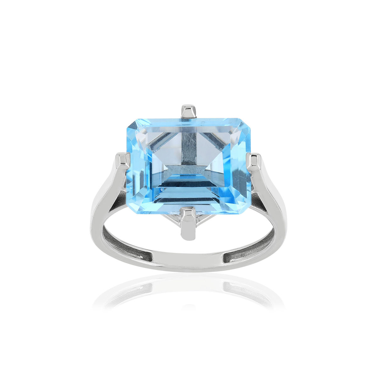 Bague or blanc 750, 1 Topaze bleue de 7,33 carats.