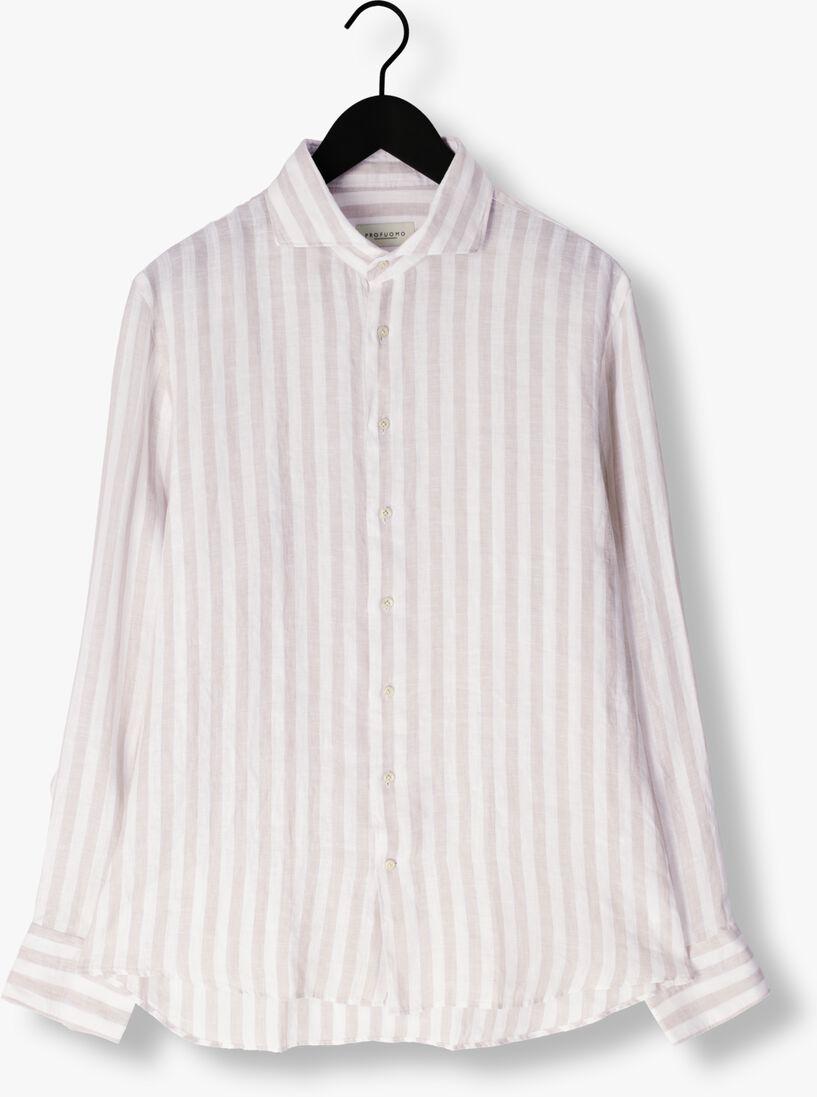 PROFUOMO beige profuomo klassiek overhemd shirt x-cutaway sc linnen