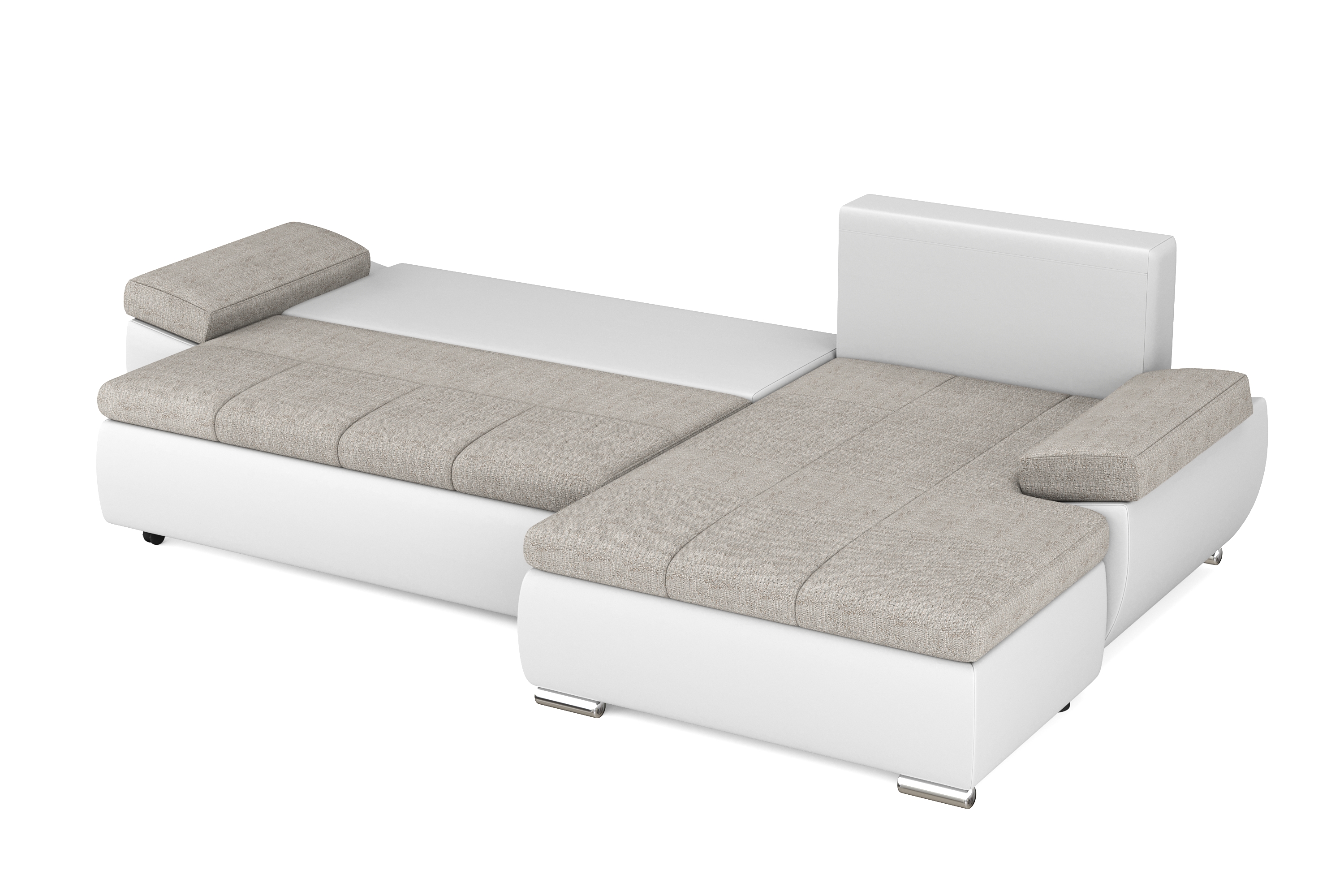 Ecksofa mit Schlaffunktion KIRA rechts weiss/grau