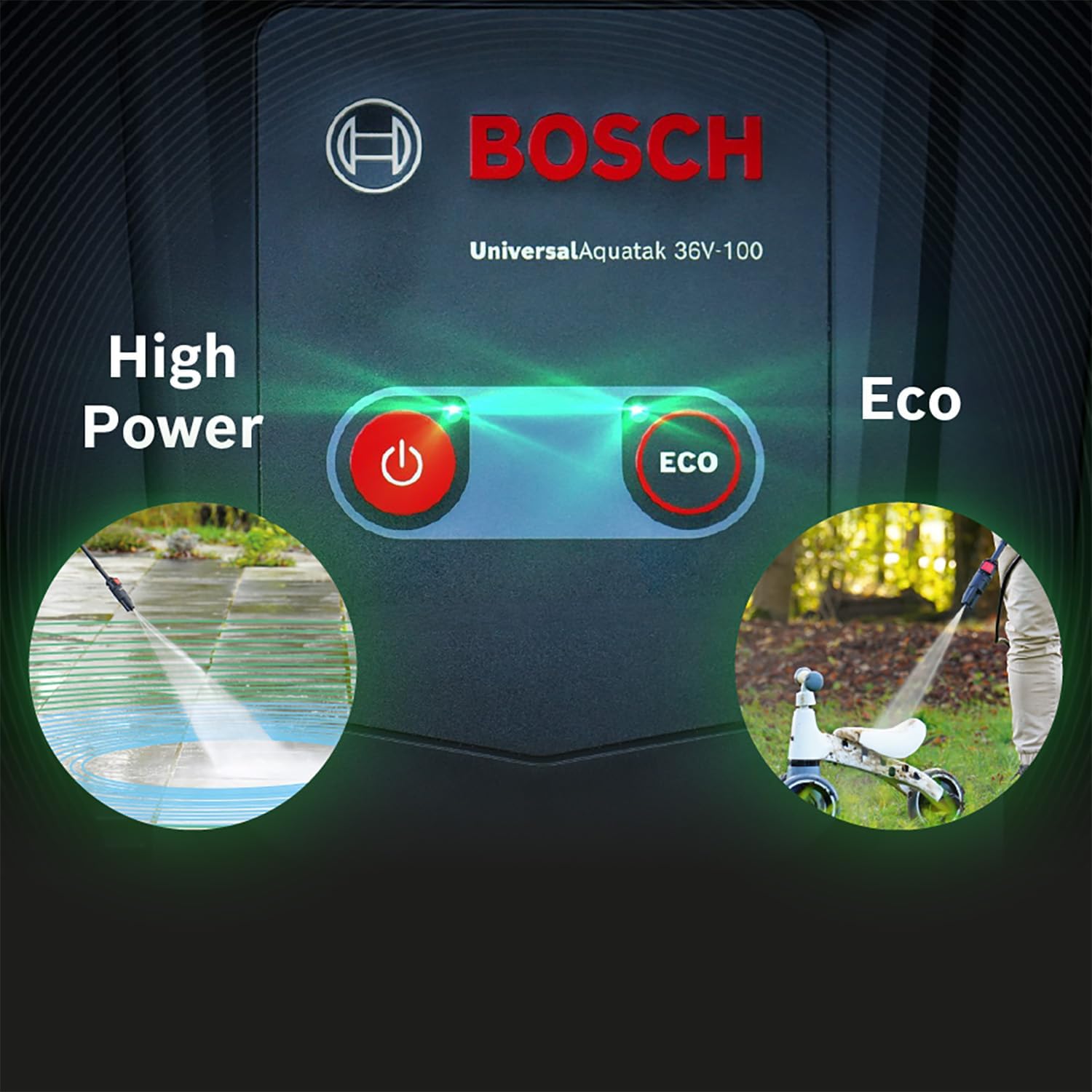 Bosch Kabelfreier und mobiler Hochdruckreiniger UniversalAquatak 36V-100 (für die Reinigung zu Hause oder unterwegs; 36-Volt-System, bis zu 45 min Laufzeit, ohne Akku)