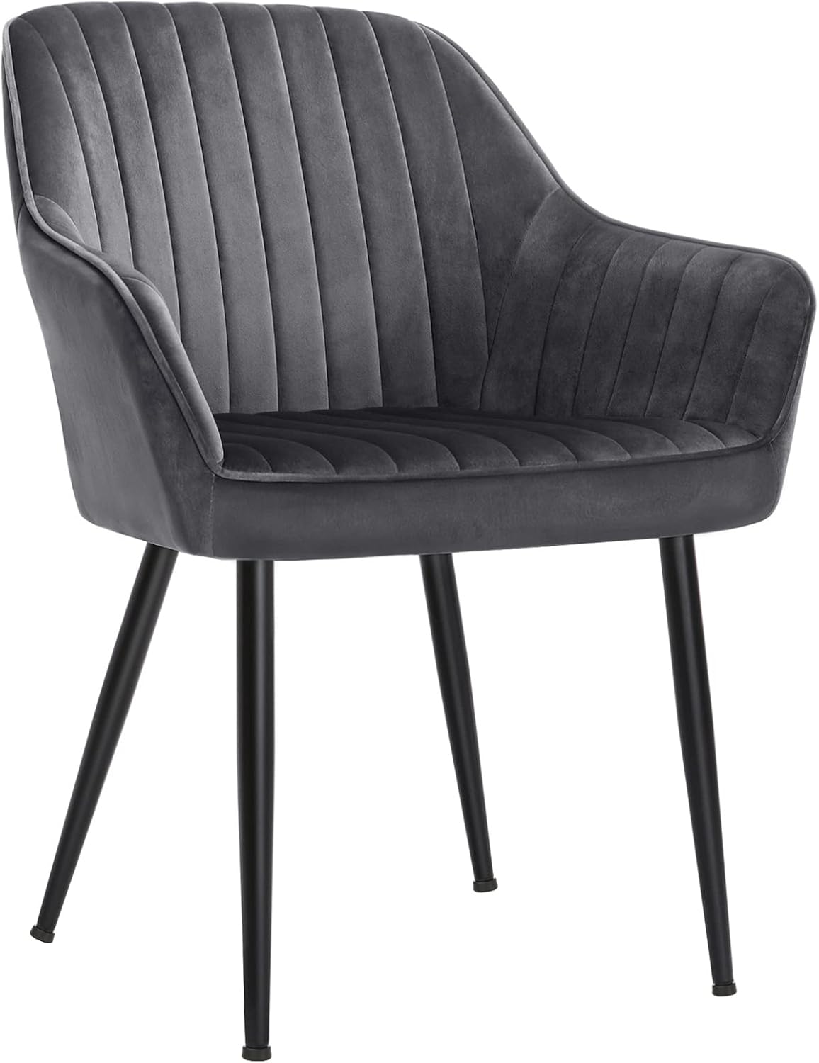 SONGMICS Esszimmerstuhl, 2er Set, Küchenstuhl, Sessel, Samt, Polsterstuhl mit Armlehnen, Loungesessel, bis 120 kg belastbar, Metallbeine, für Esszimmer, Küche, grau-tintenschwarz LDC087G02