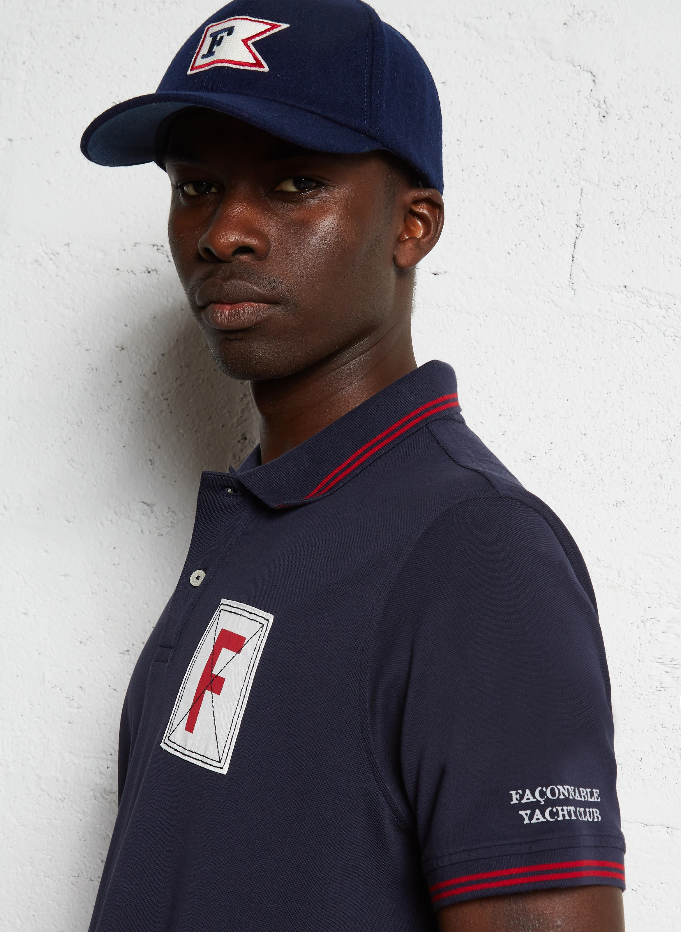 Polo col regular-fit en coton piqué | Bleu