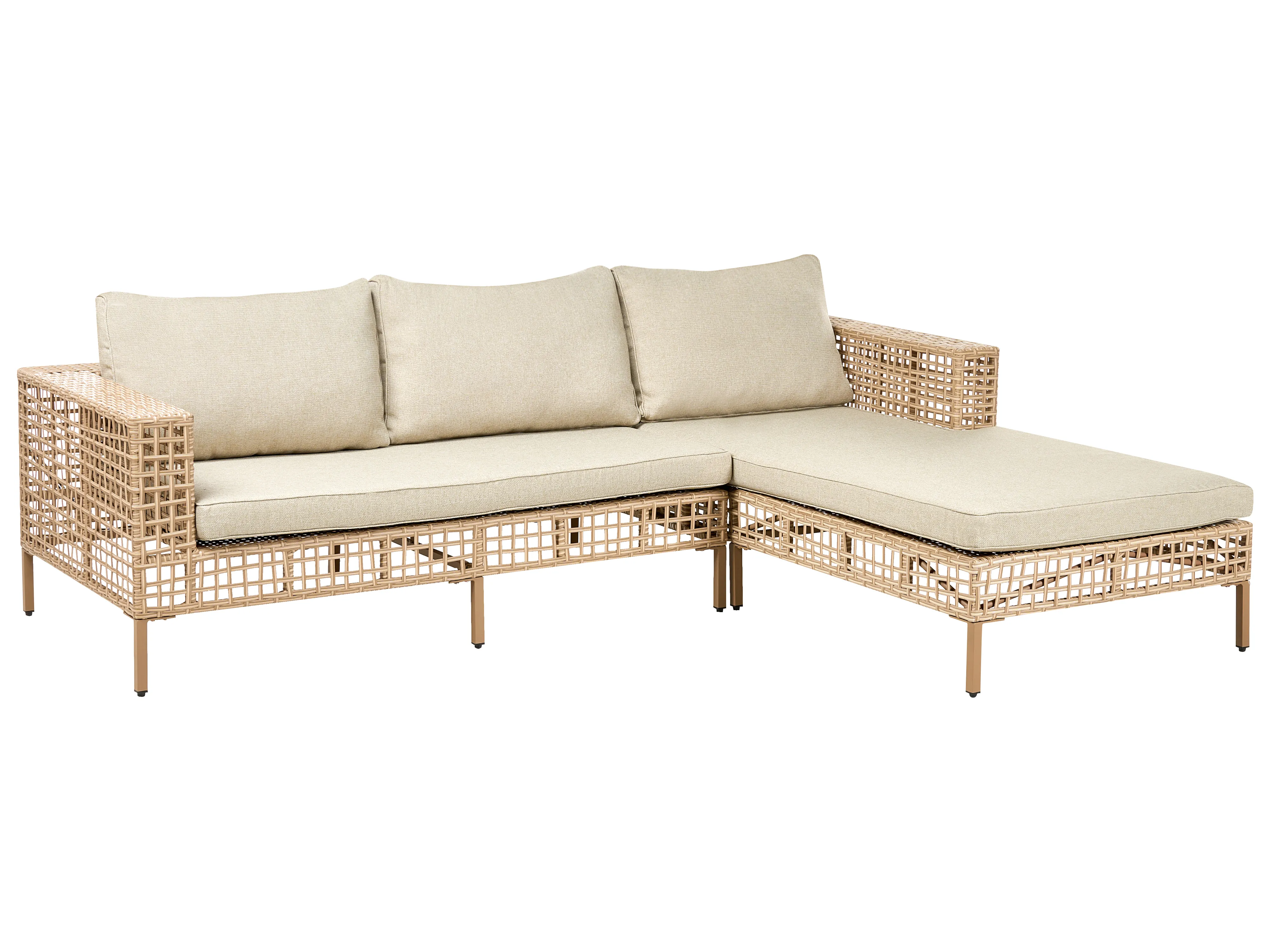 Loungeset met tafel 4-zits CALASETTA linkszijdig PE rotan Beige