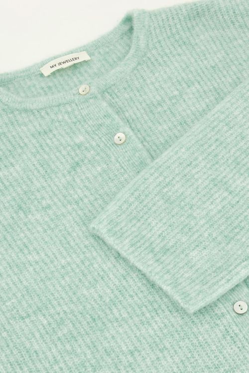 Mintgroen knitted vestje met kleine knoopjes