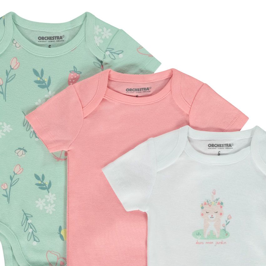 Lot de 7 bodies manches courtes fantaisie pour bébé fille - Blanc