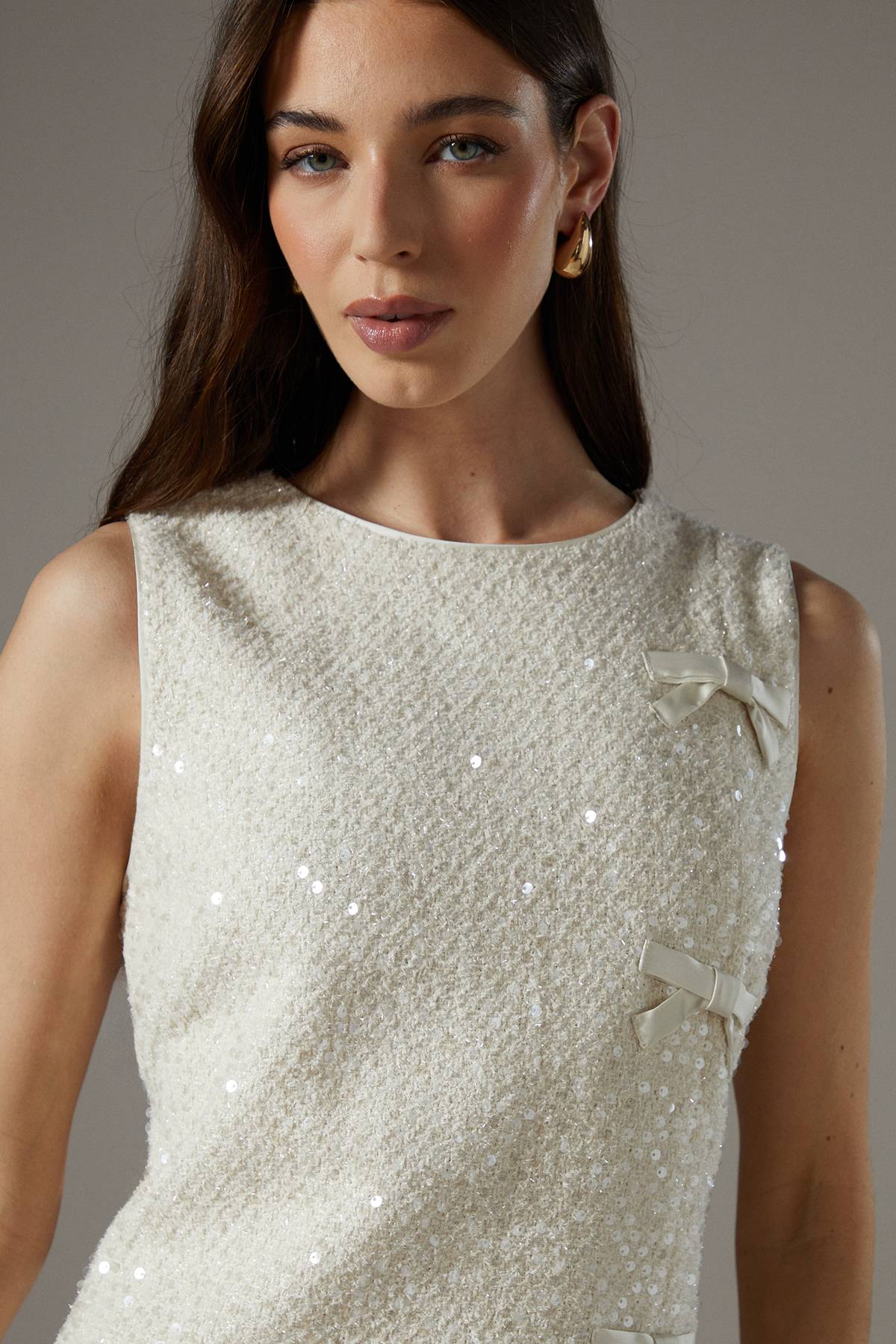 Coast Robe Droite Bouclé à Sequins avec Nœuds