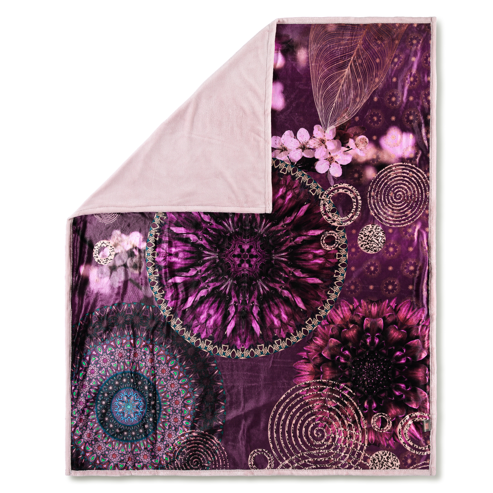 Wendedecke - rosa-lila - Floral - 130x160cm