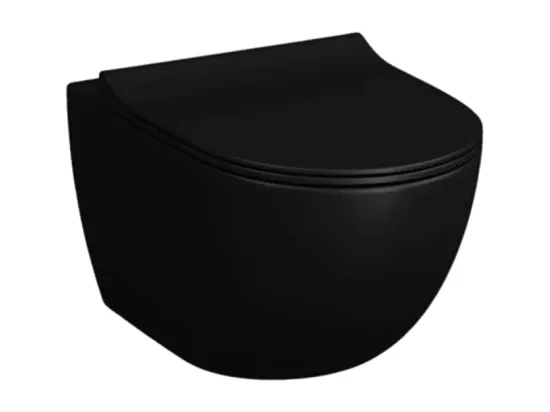 WC suspendu sans bride VITRA Sento noir mat + abattant