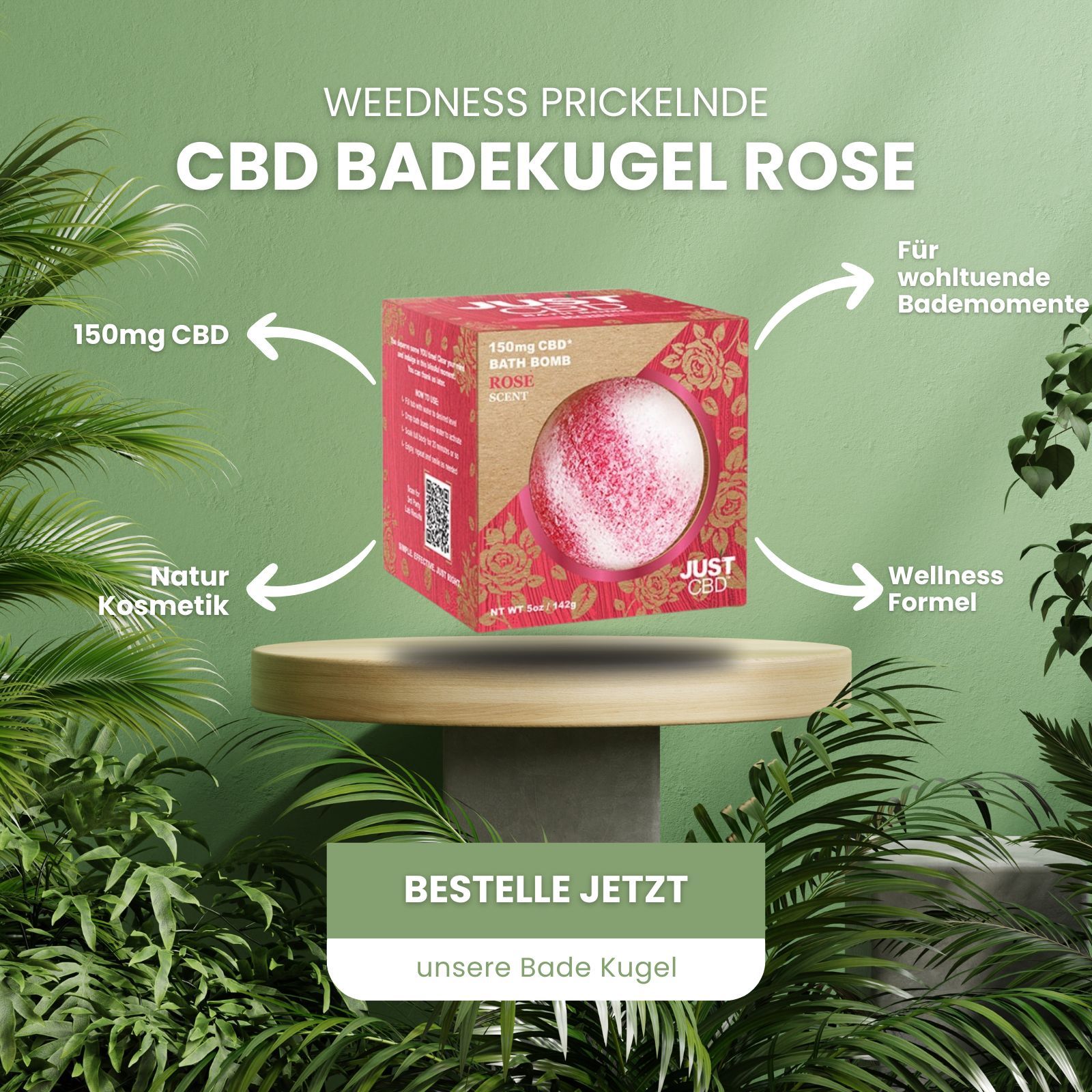 Weedness CBD Badesalz Bombe Rose