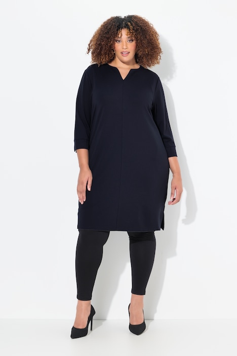 Punto-Sweatkleid, Stehkragen, 3/4-Arm, Taschen