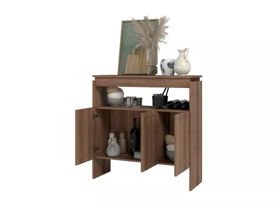 Comptoir BAR 3 Portes 3 Niches Châtaignier FLOAT L 90 H 90 P 29.5 cm
