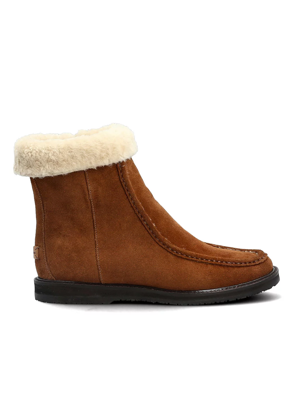 ROLL TOP SHEARLING BOOTEE CUIR MARRON CLAIR