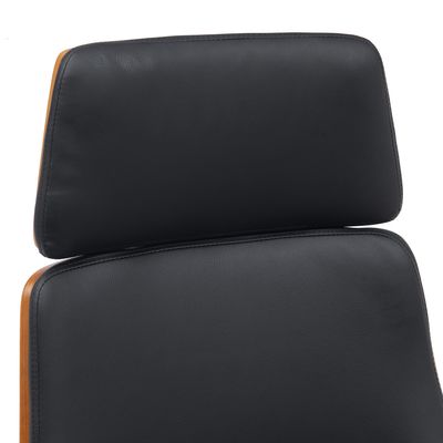 Fauteuil de bureau HECTOR - Bois multiplis imitation noyer et polyuréthane noir