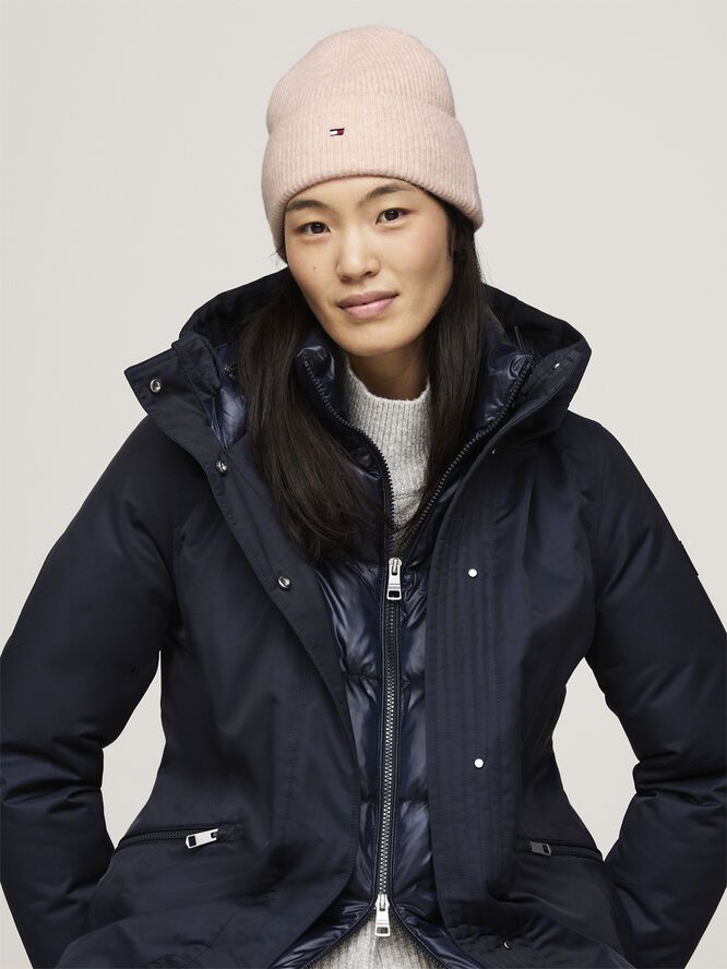 Tommy Hilfiger ESSENTIAL FLAG FUZZY BEANIE Pink bloom