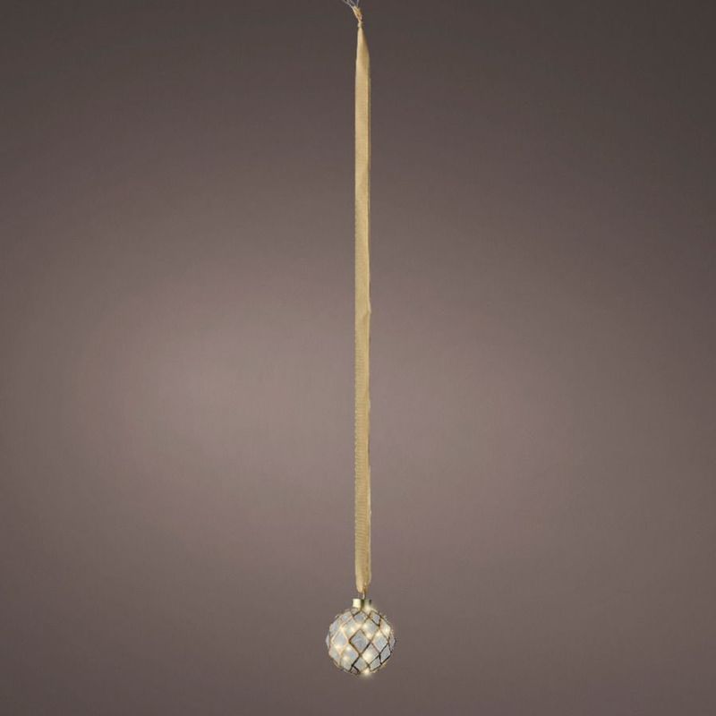 Kerstbal - Goud - Glas - 10 cm - Met LED Verlichting