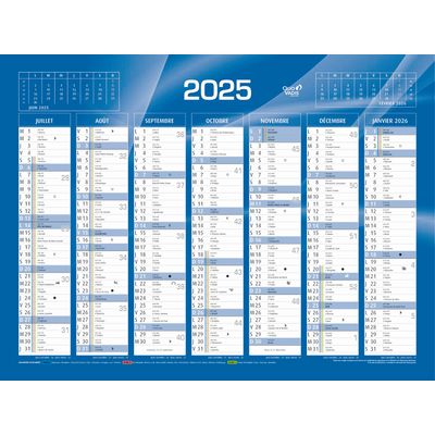 Quo Vadis - Calendrier bancaire 7 mois par face - 40,5 x 55 cm - bleu