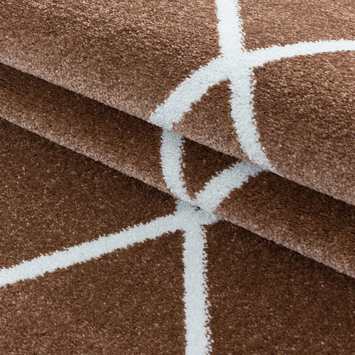 Laagpolig vloerkleed - Smoothly Lines Bruin/Wit
