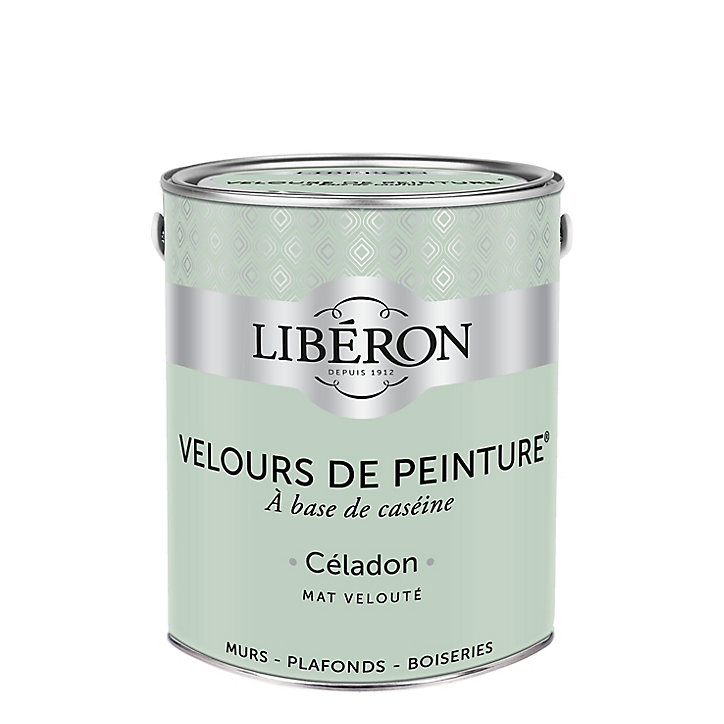 Peinture murs, plafonds et boiseries Velours de peinture vert celadon Libéron 2,5L