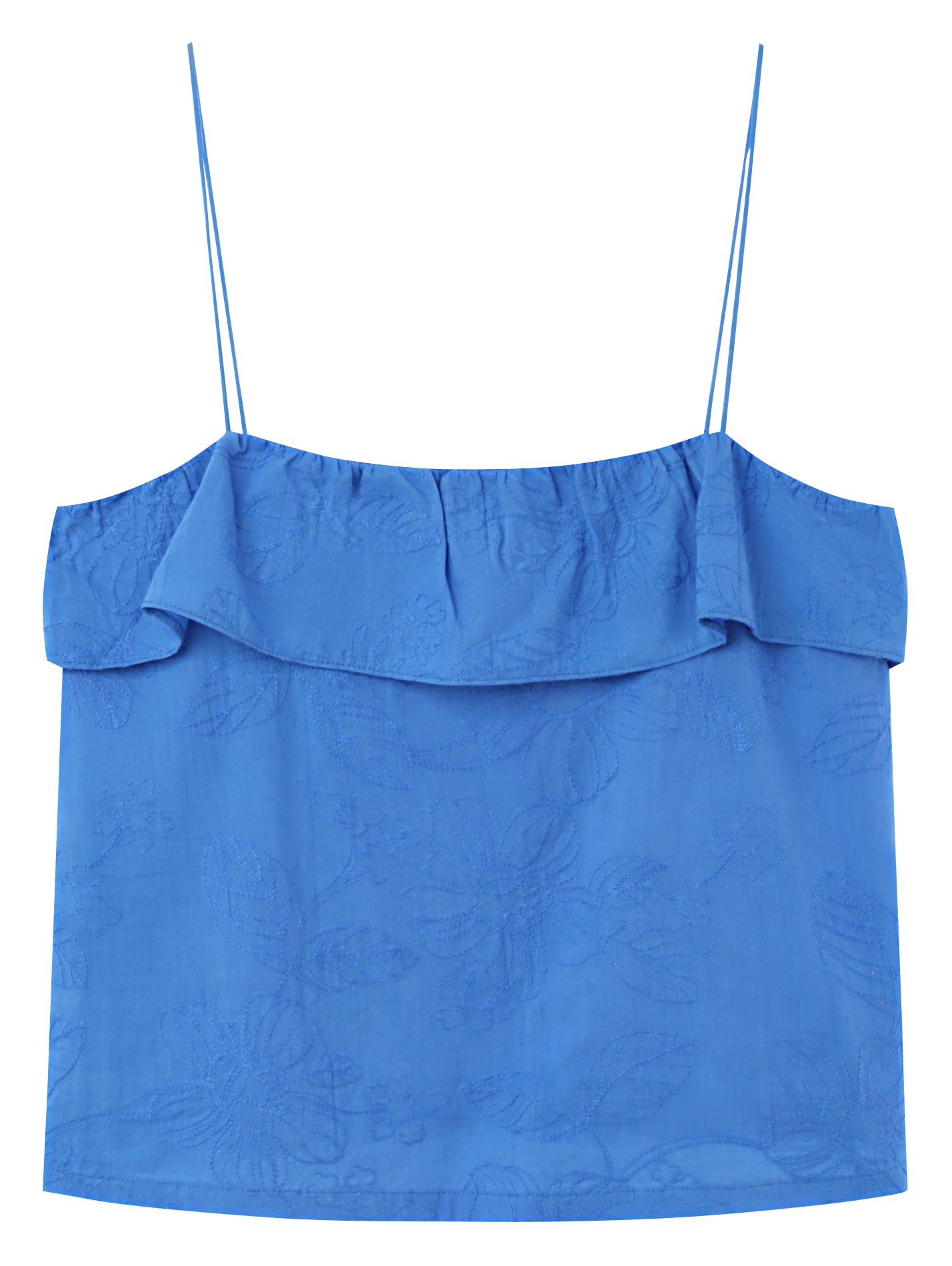 FAVELAS - Caraco broderie fleurs en coton| Bleu
