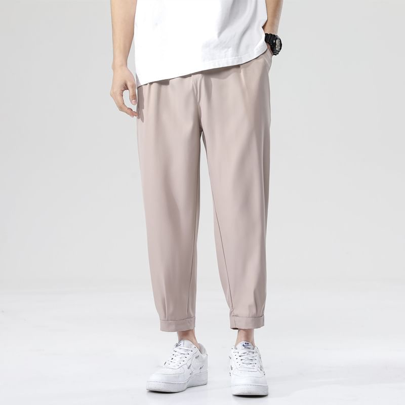 Blueforce - Effen cropped harembroek met trekkoord in de taille