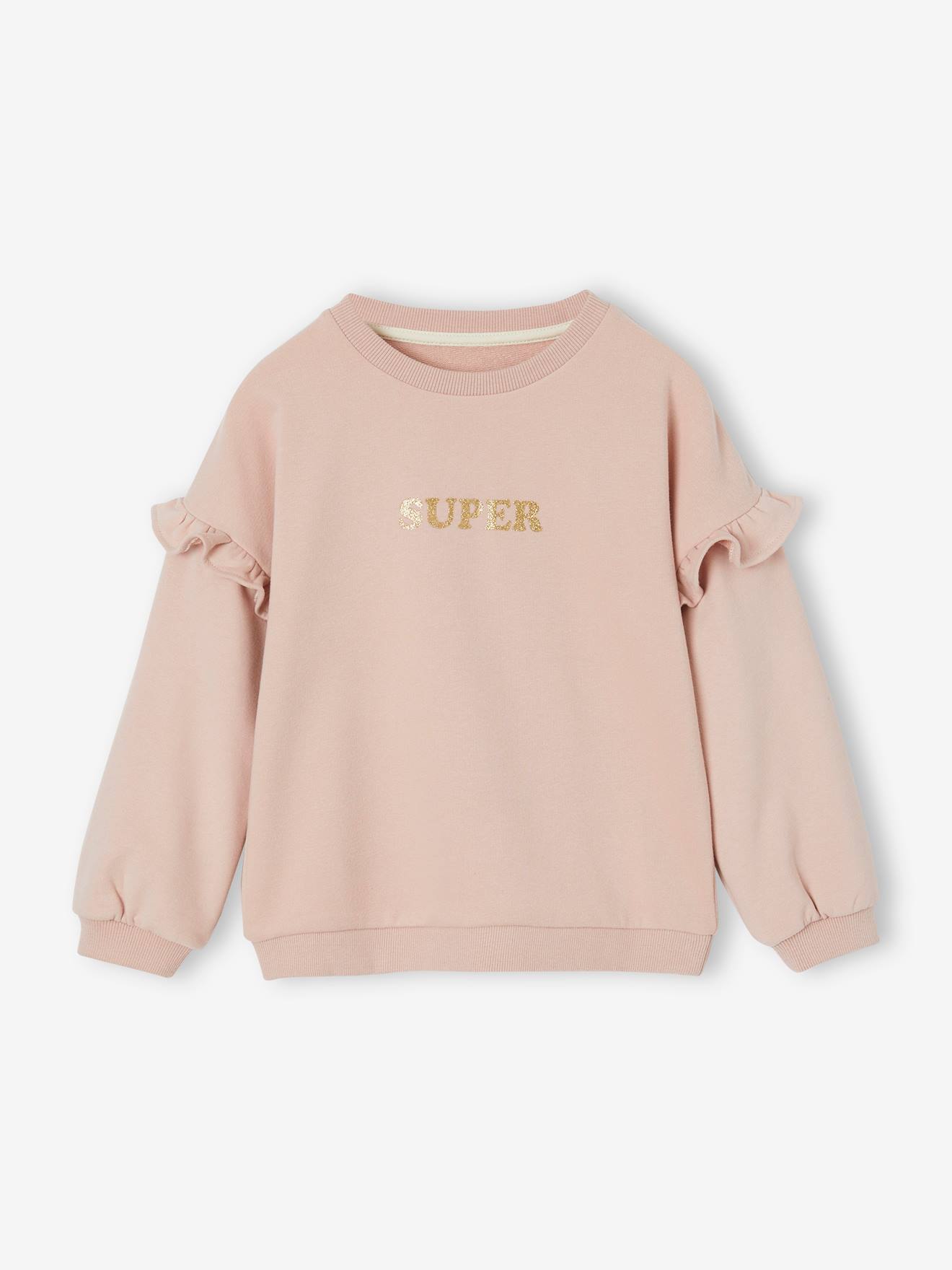 Blusa de moletom com babados personalizável para meninas, cor ferrugem
