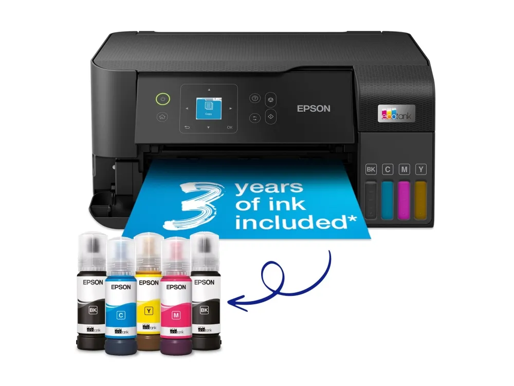 Epson EcoTank ET-2840 - Multifunktionsprinter - farve - blækprinter - ITS - A4 (medie) - op til 15 spm (udskriver) - 100 ark - Wi-Fi, USB - sort