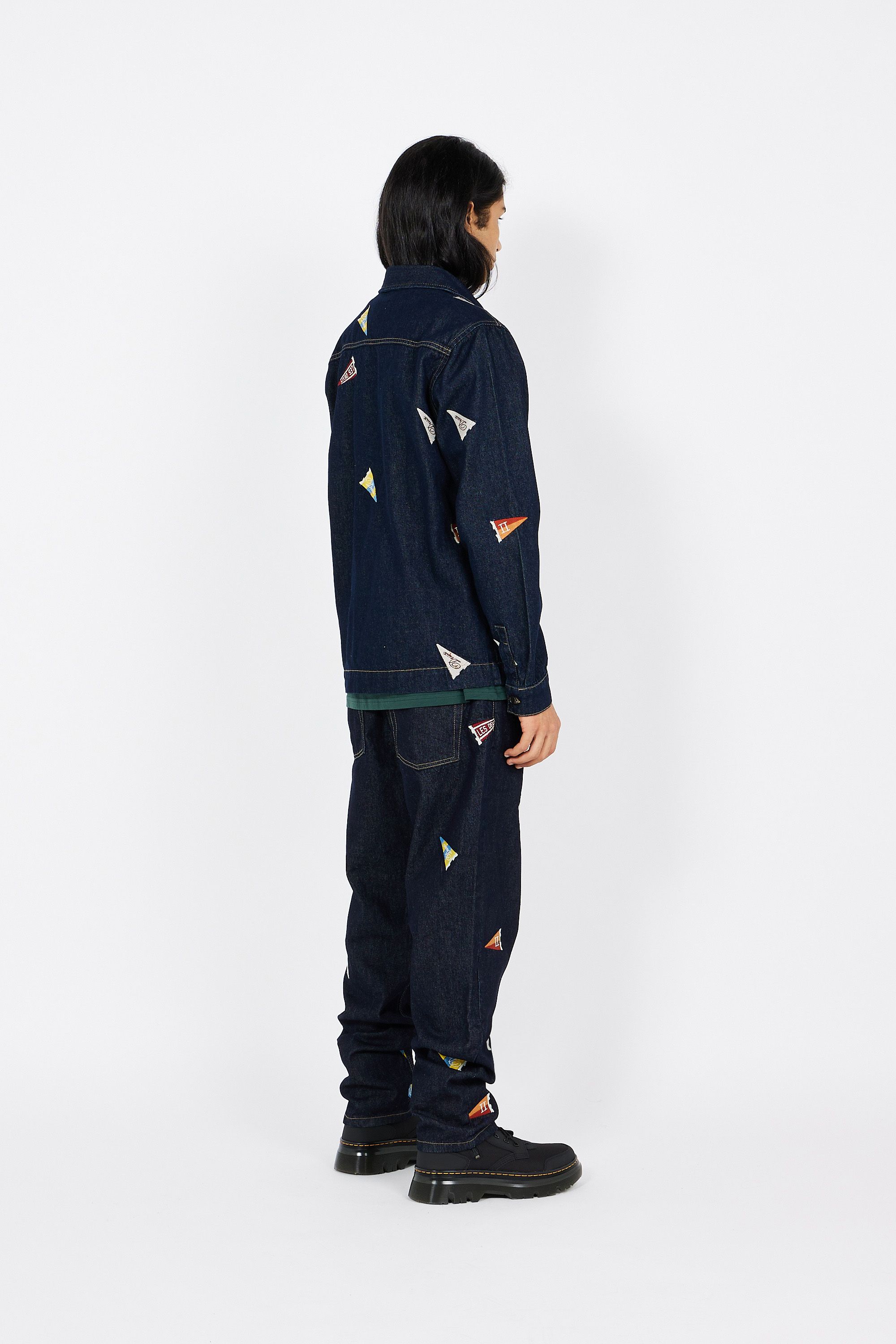 LES DEUX Veste en jean Layton Flag Hybrid Shirt Bleu