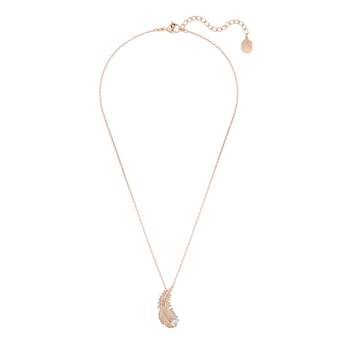 Pendentif Swarovski Nice plume doré rose