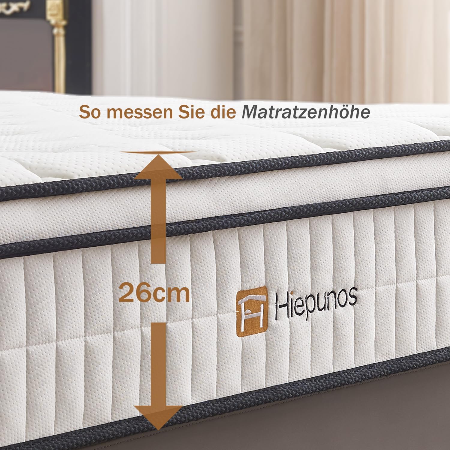 Matratze 140x200 cm Höhe Taschenfederkernmatratze Härtegrad H3,7 Zonen Federkernmatratze Orthopädische mit Comfort Memory-Schaum Schicht, Rückenentlastende