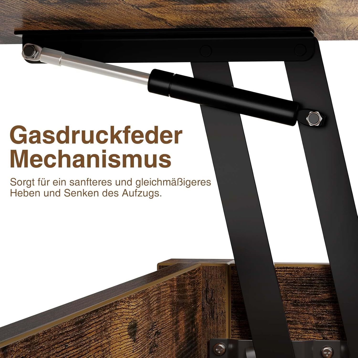 Rolanstar Couchtisch Höhenverstellbar, Wohnzimmertisch mit Schublade & verstecktem Fach, Kaffeetisch umwandelbar in Esstisch, 100 x 50 cm Sofatisch aus Holz
