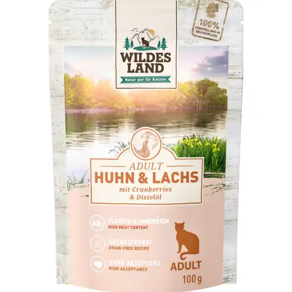 Katzenfutter Huhn und Lachs mit Distelöl