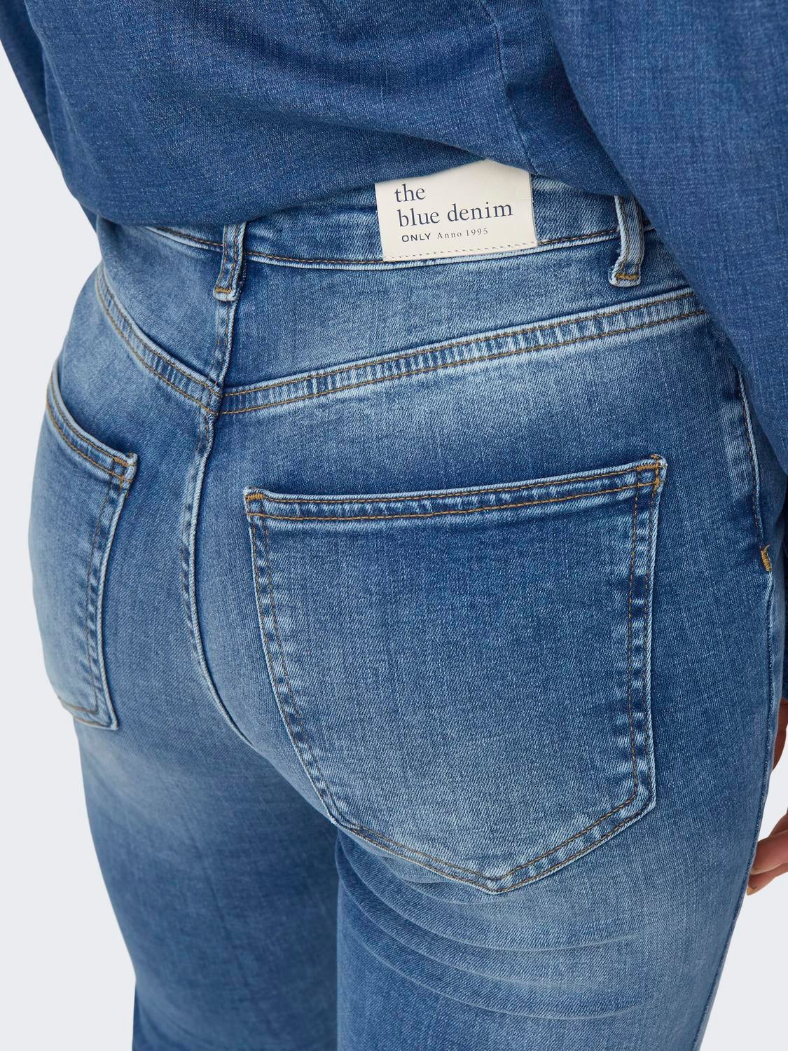 ONLFOREVER Hohe Taille Skinny Fit Jeans Dark Medium Blue Denim