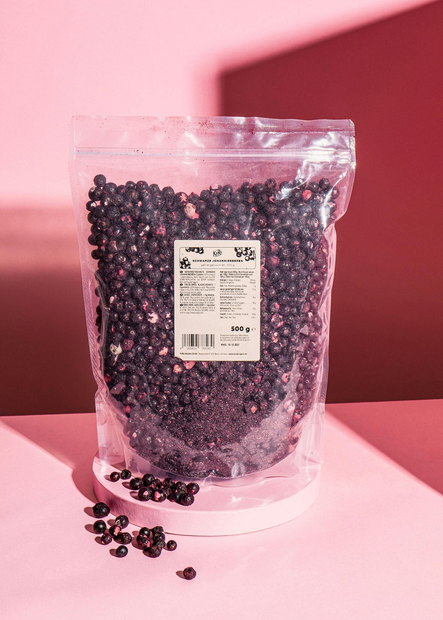 Gefriergetrocknete schwarze Johannisbeeren 500 g